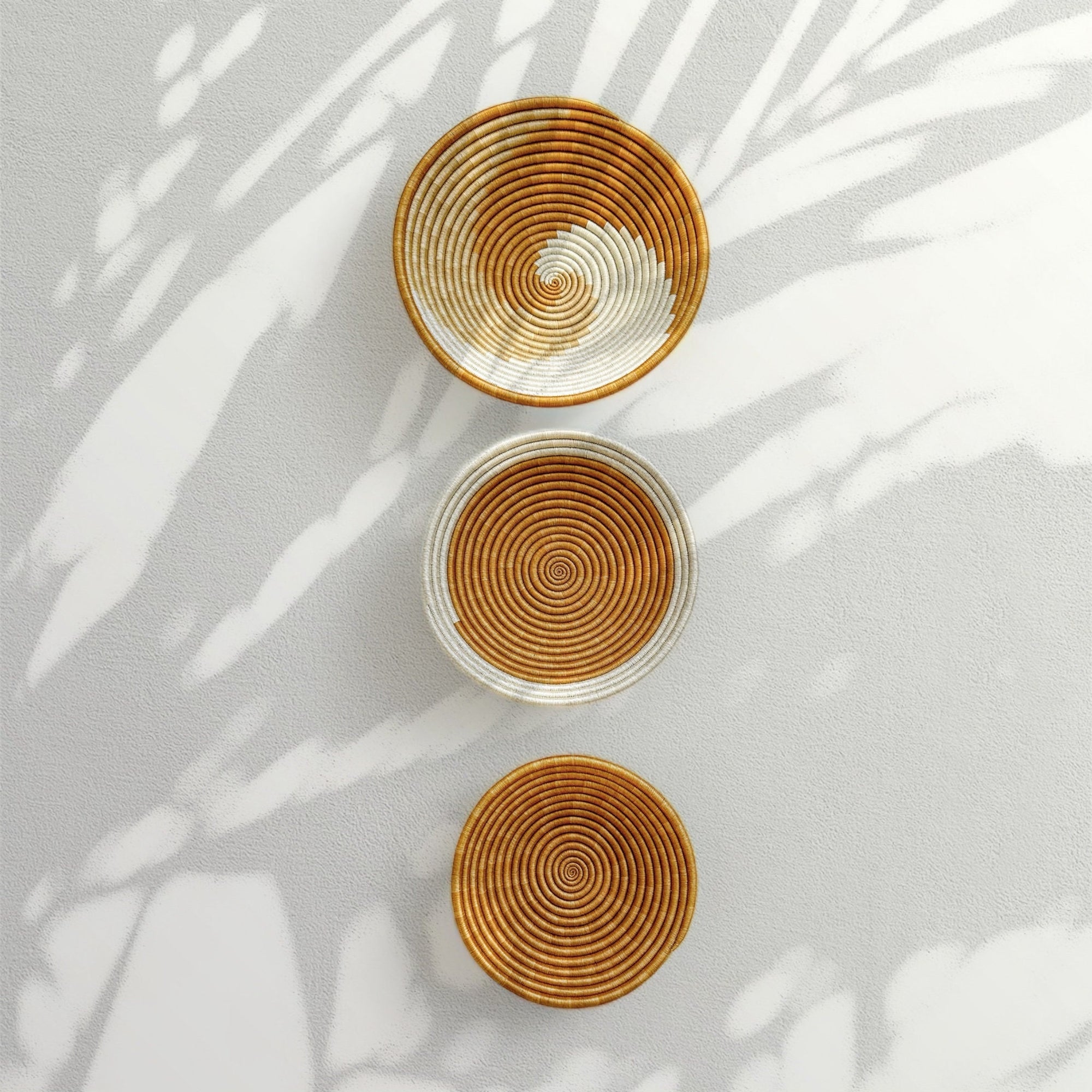 Wall Basket Brown Set of 3 - Woven african baskets
