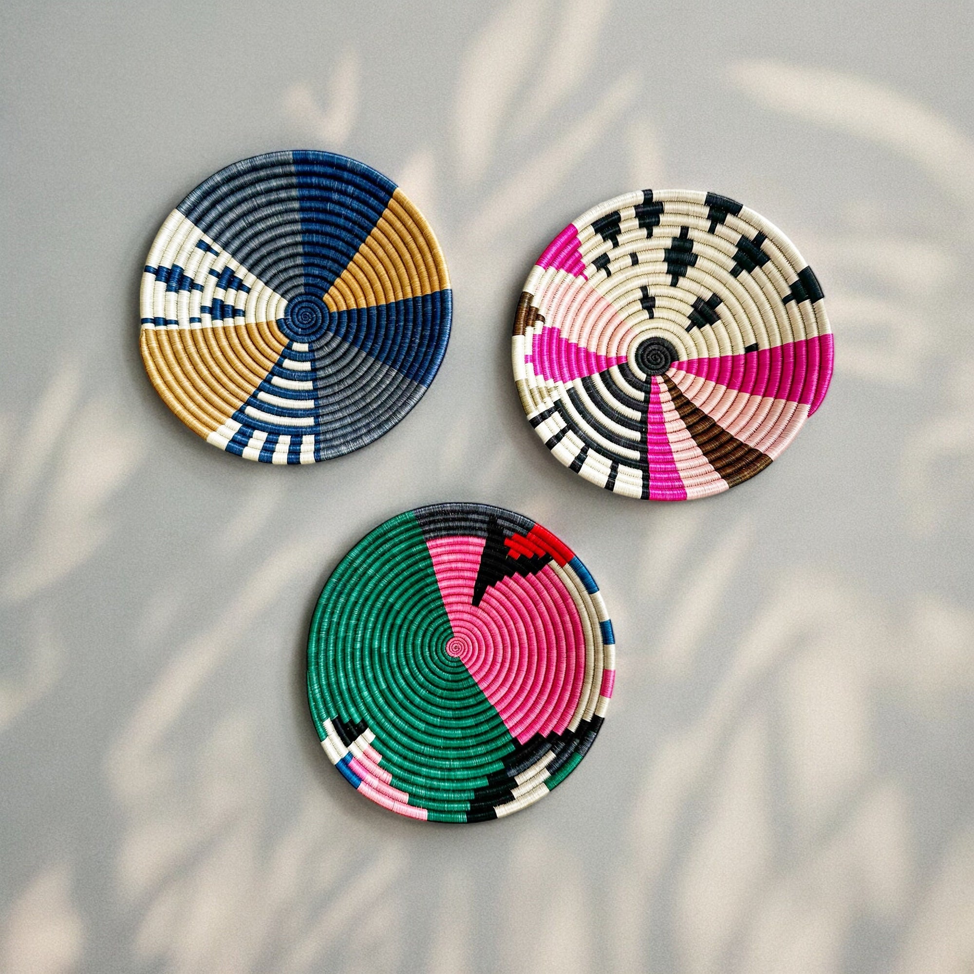Wall Basket Decor Set of 3 | Colorful African Baskets