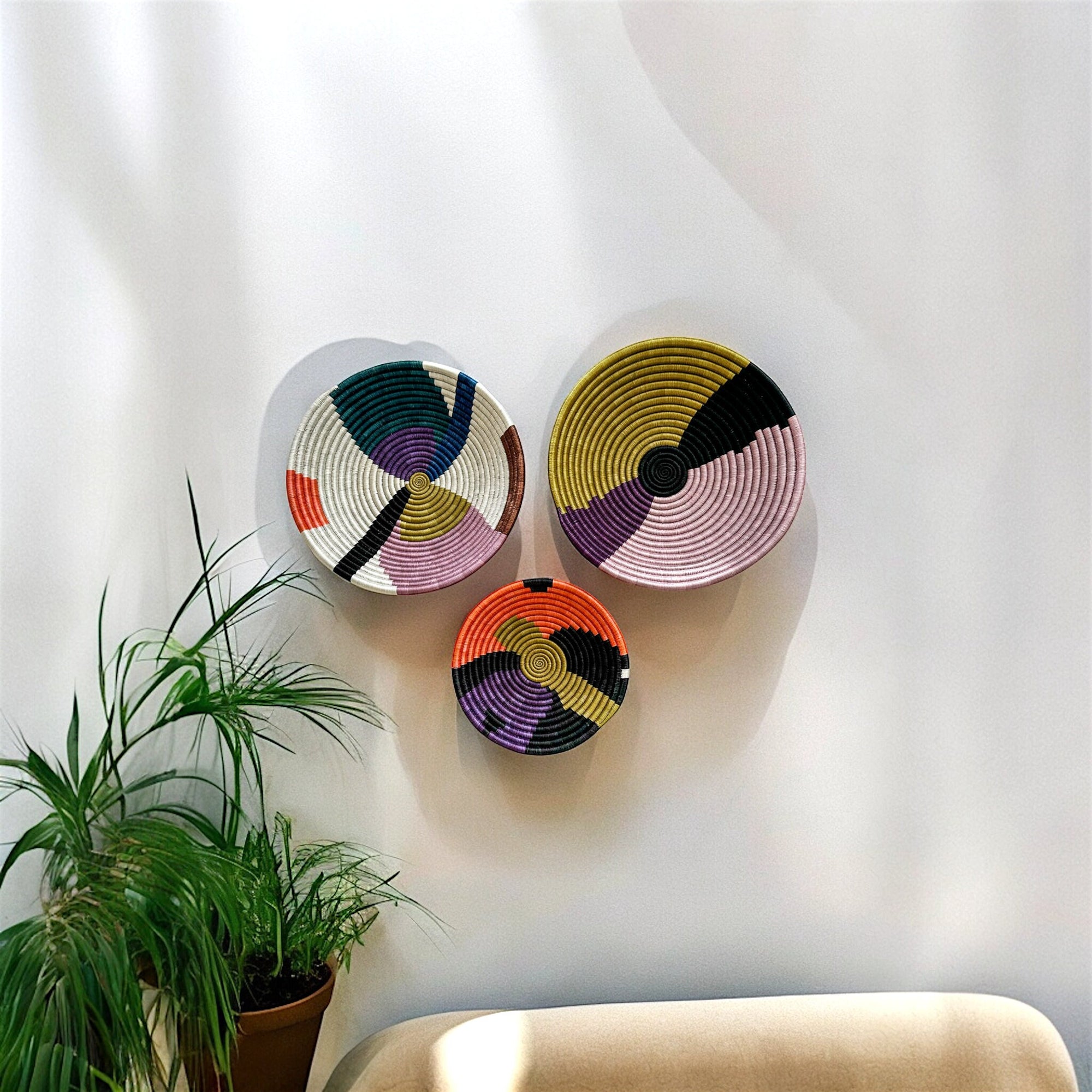 Colorful Baskets for Wall Decor, Wall Baskets Set of 3