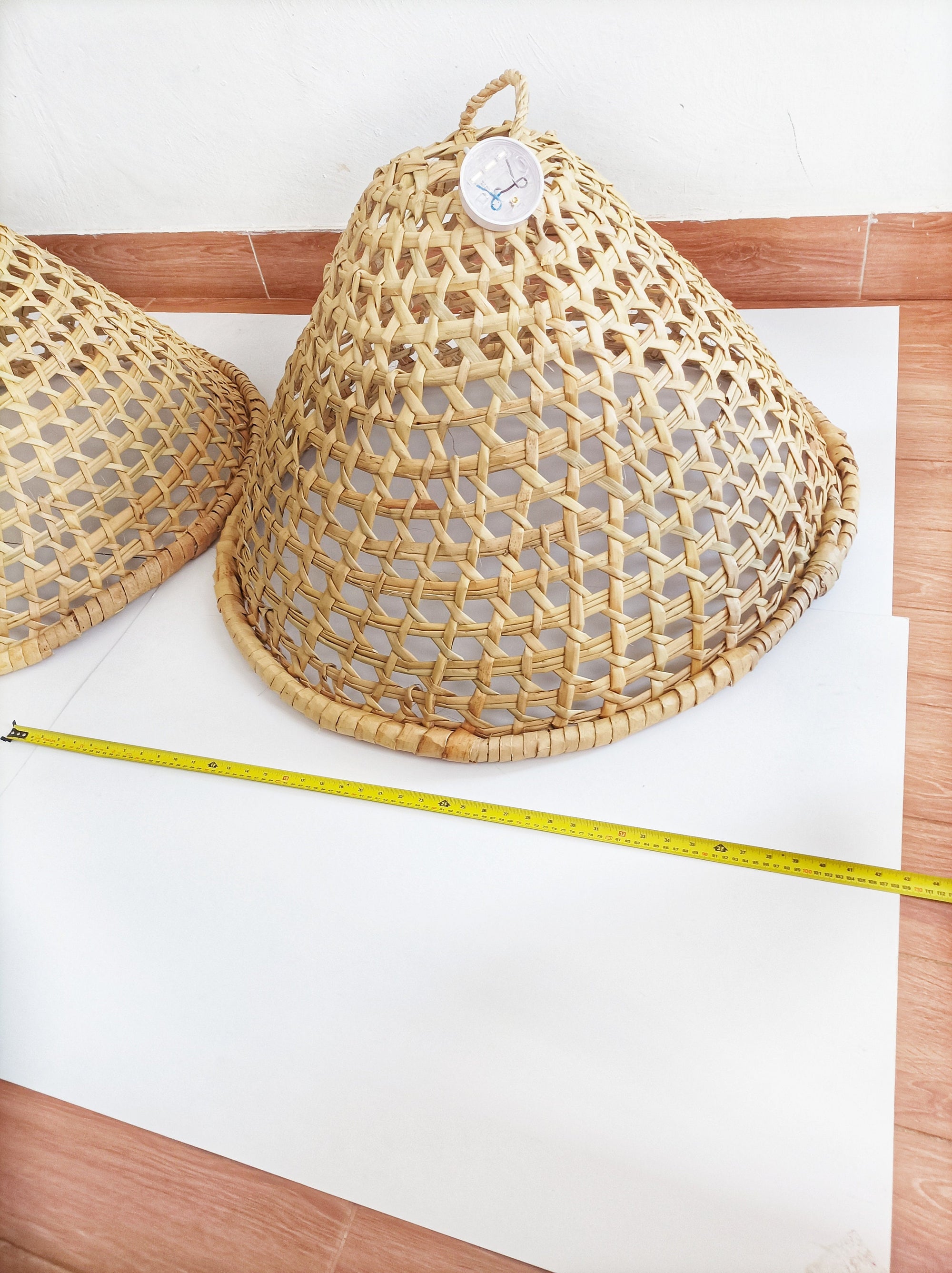 Large Palm Pendant Light - Woven Basket Shade, Restaurant lighting
