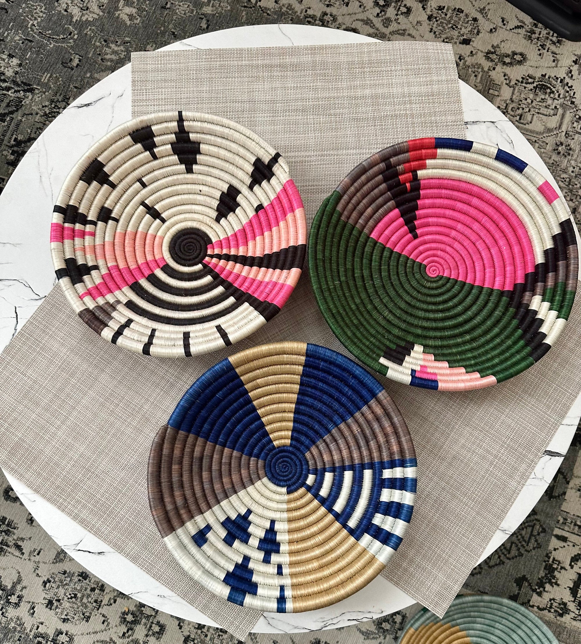 Wall Basket Decor Set of 3 | Colorful African Baskets