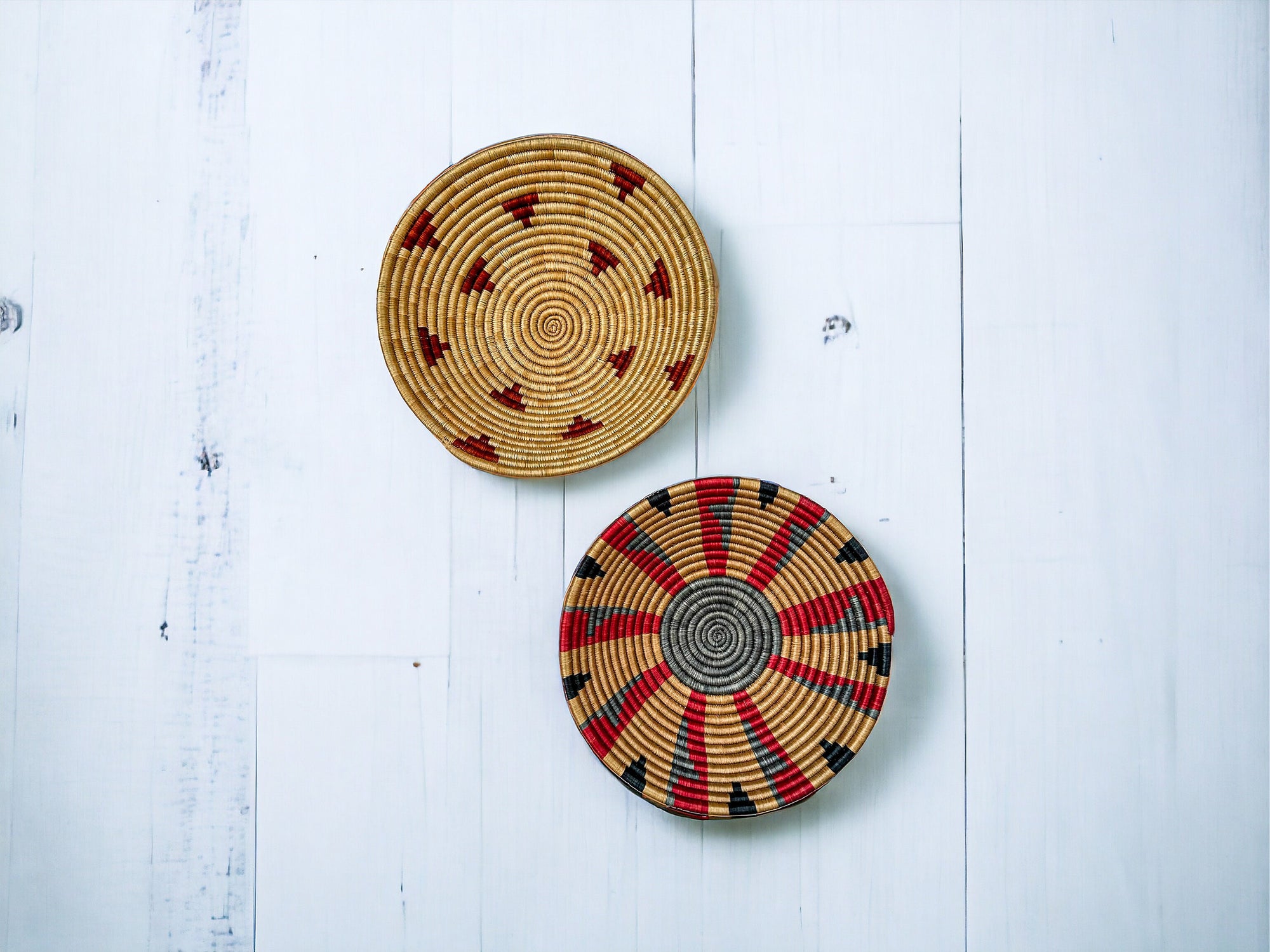 Woven Basket Wall Art Set of 2 | Wall Basket Decor