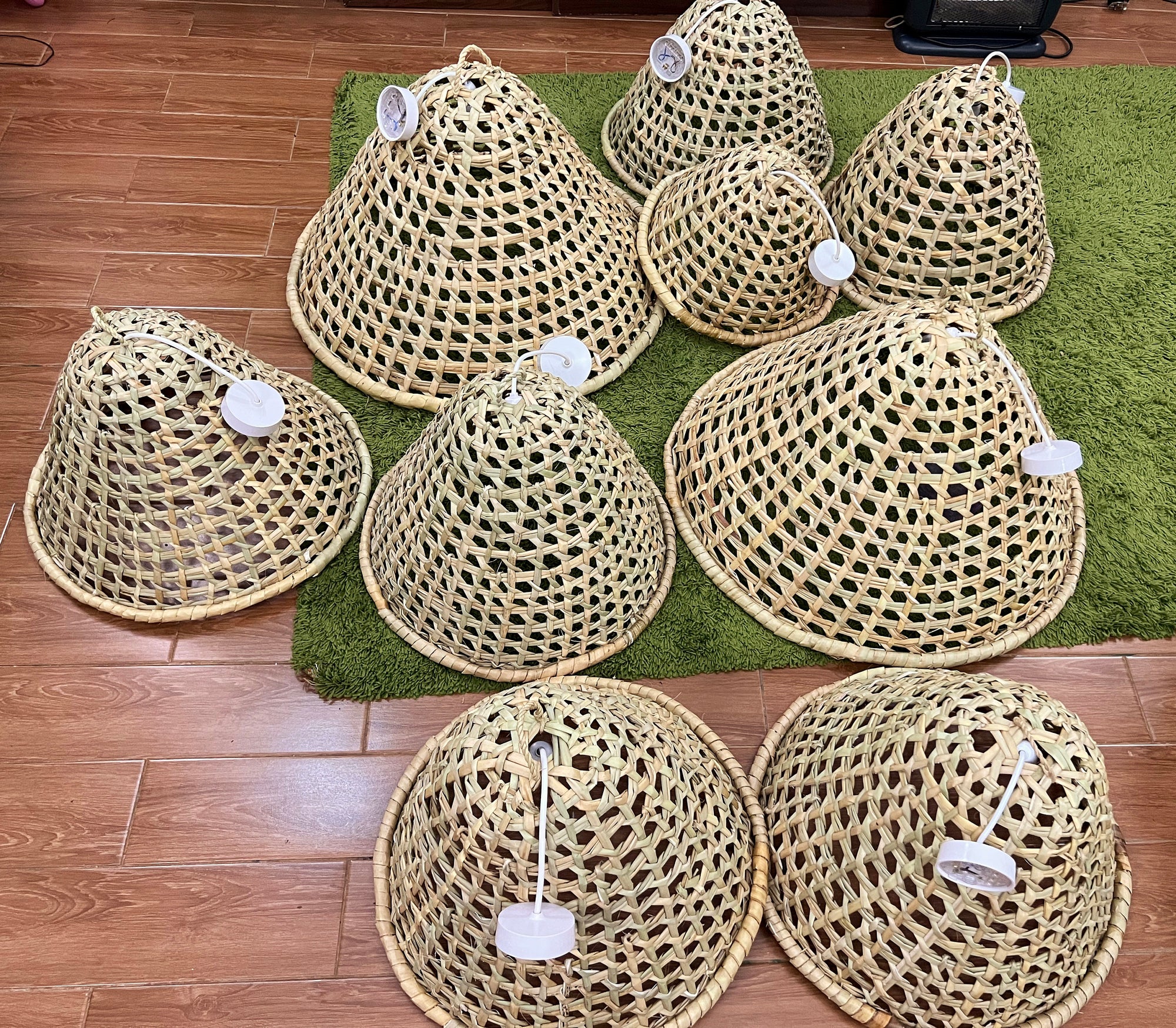 Large Palm Pendant Light - Woven Basket Shade, Restaurant lighting