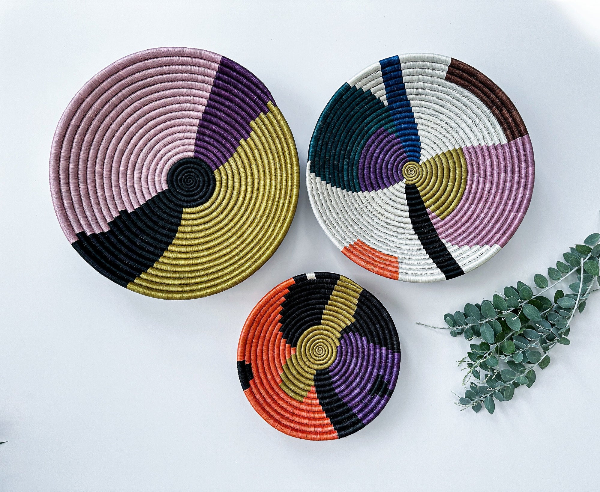 Colorful Baskets for Wall Decor, Wall Baskets Set of 3