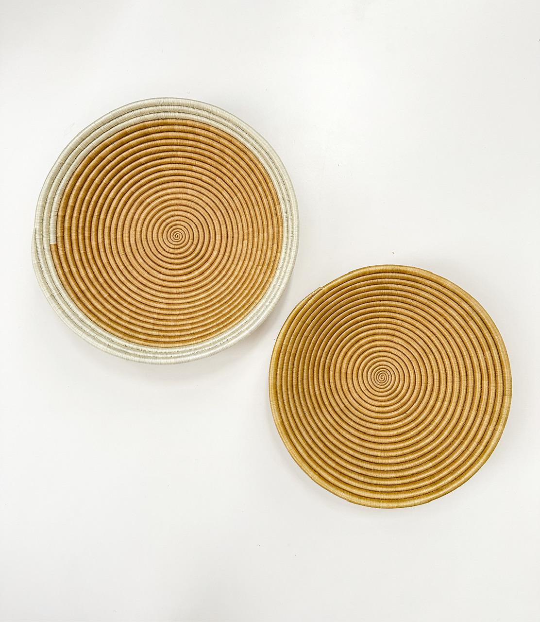 Set of 2 Brown Basket Wall Decor - Minimalist woven wall Art