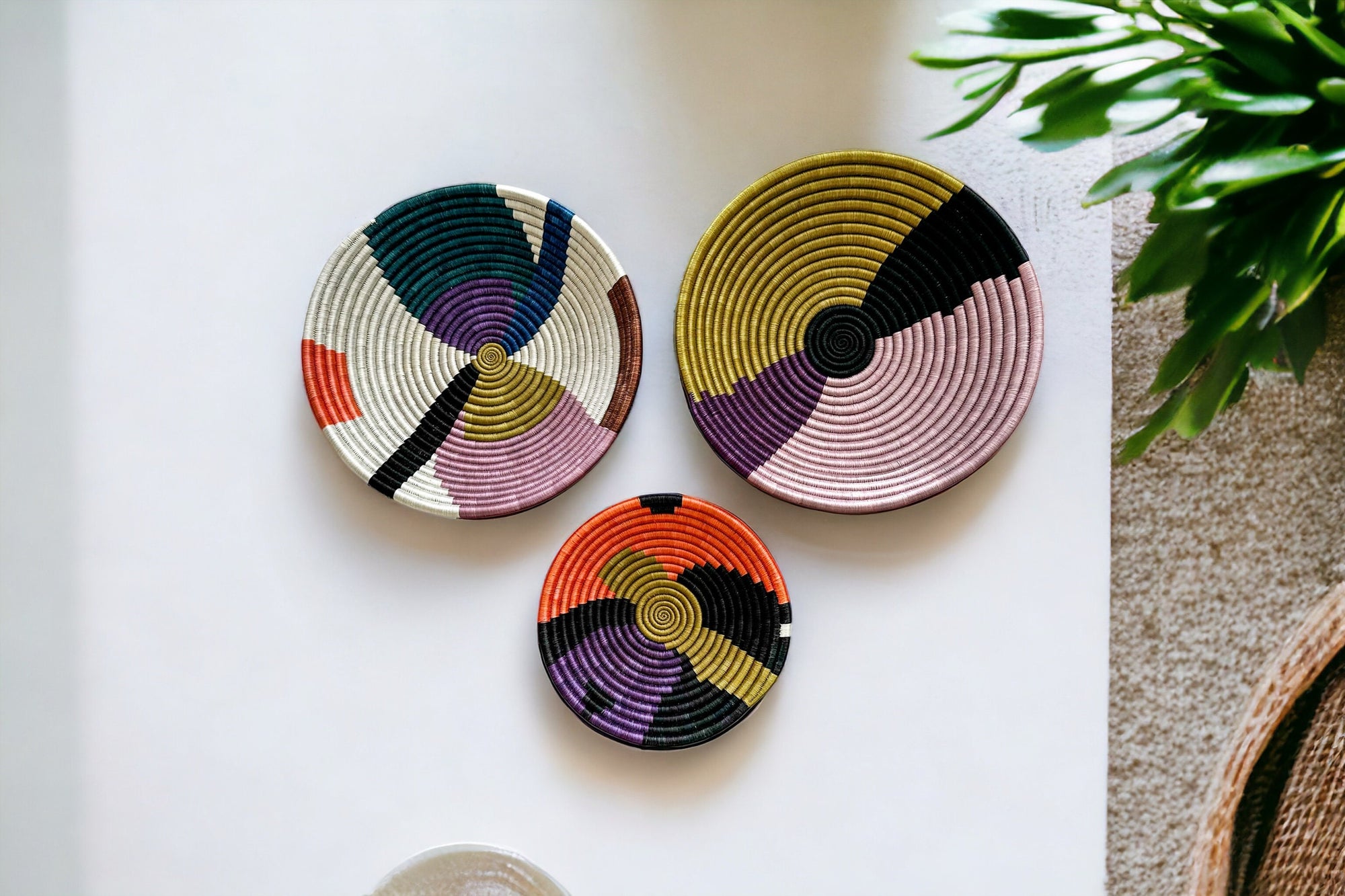 Colorful Baskets for Wall Decor, Wall Baskets Set of 3