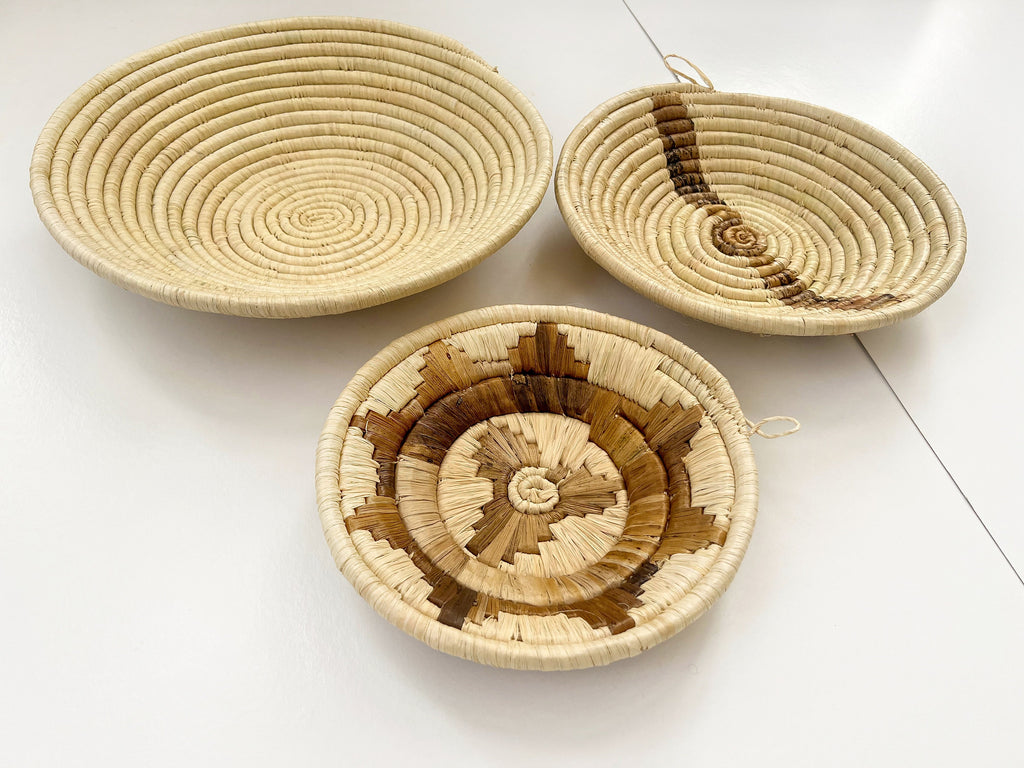 Set of 5 Basket Wall Hangings - Handwoven Natural