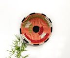Colorful Woven African Bowl - Color Block Geometric Pattern, Orange Black Tones