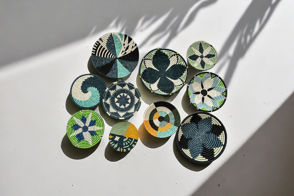 Wall Baskets Green Set of 10 - Basket Wall Decor