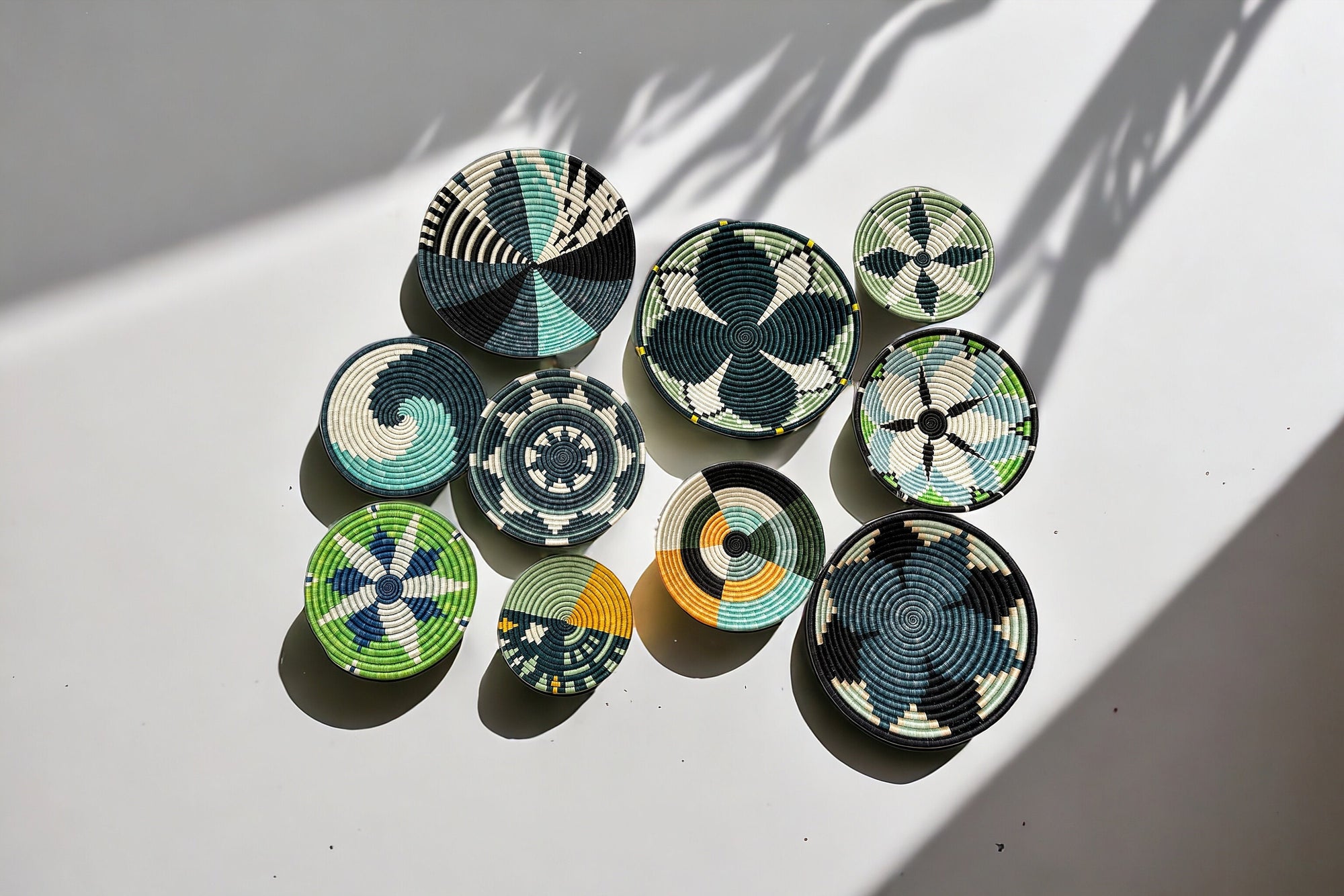 Wall Baskets Green Set of 10 - Basket Wall Decor