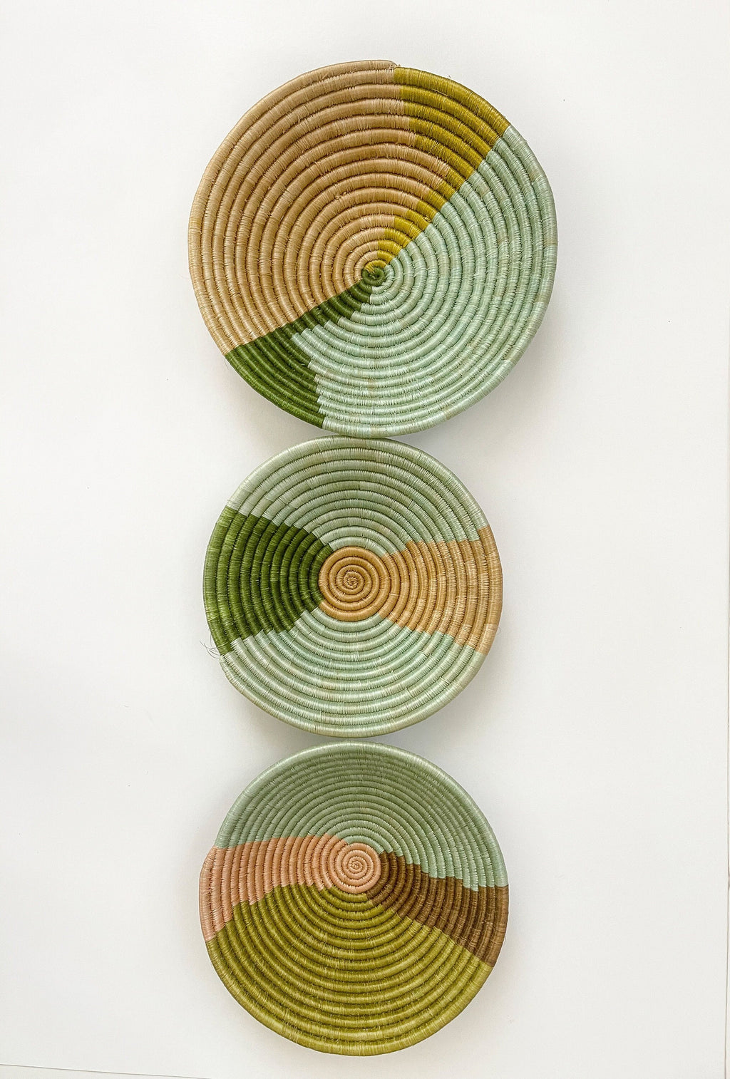 Green Wall Baskets - Set of 3 Wall Decor Baskets