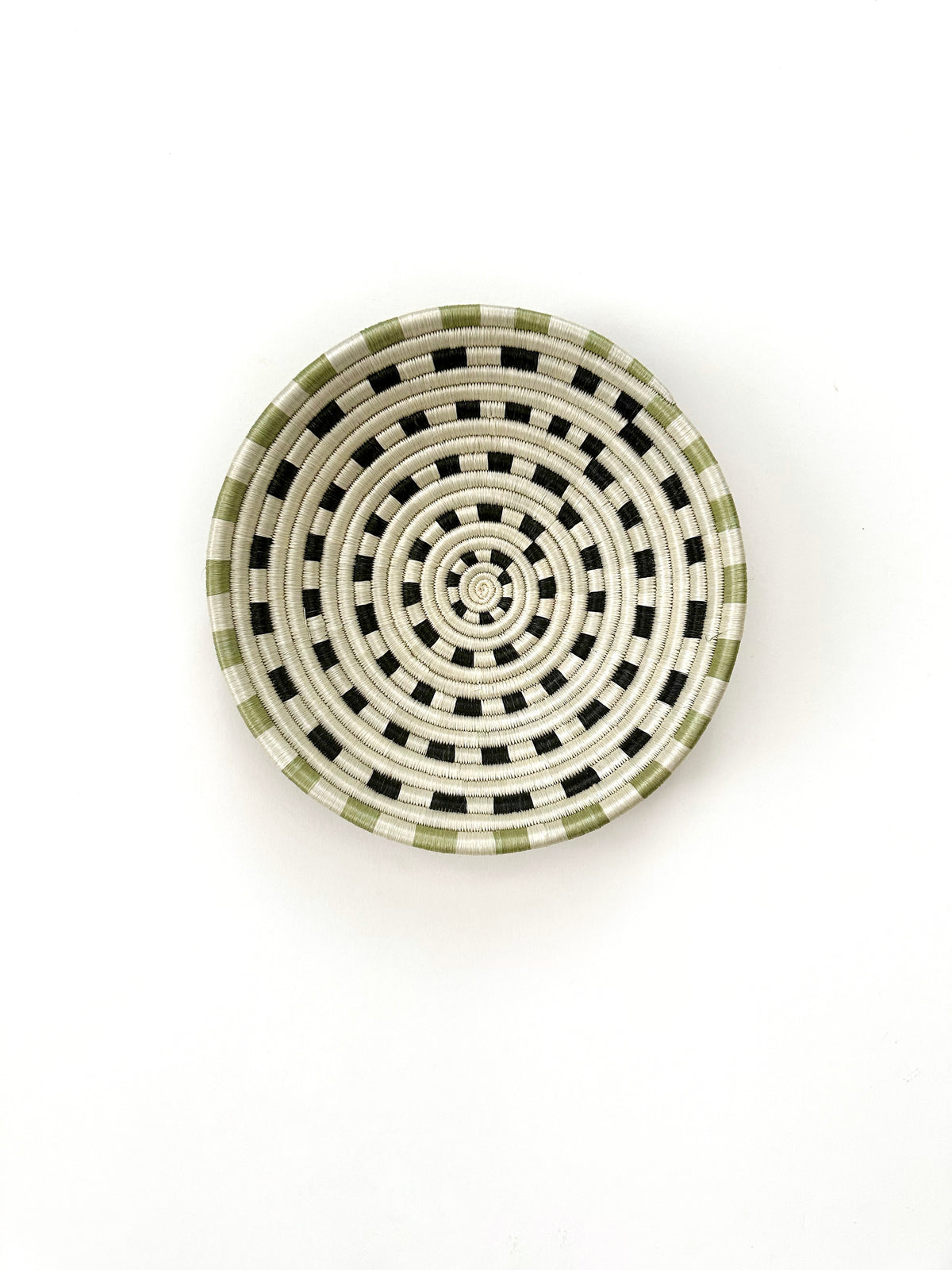 Woven Sisal Basket in White, Black and Green