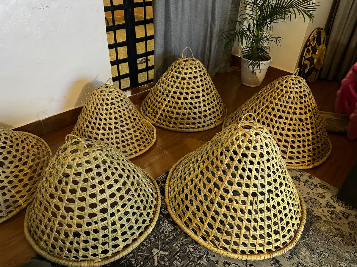 Large Palm Pendant Light Shade - Woven Basket Shade for Restaurant lighting