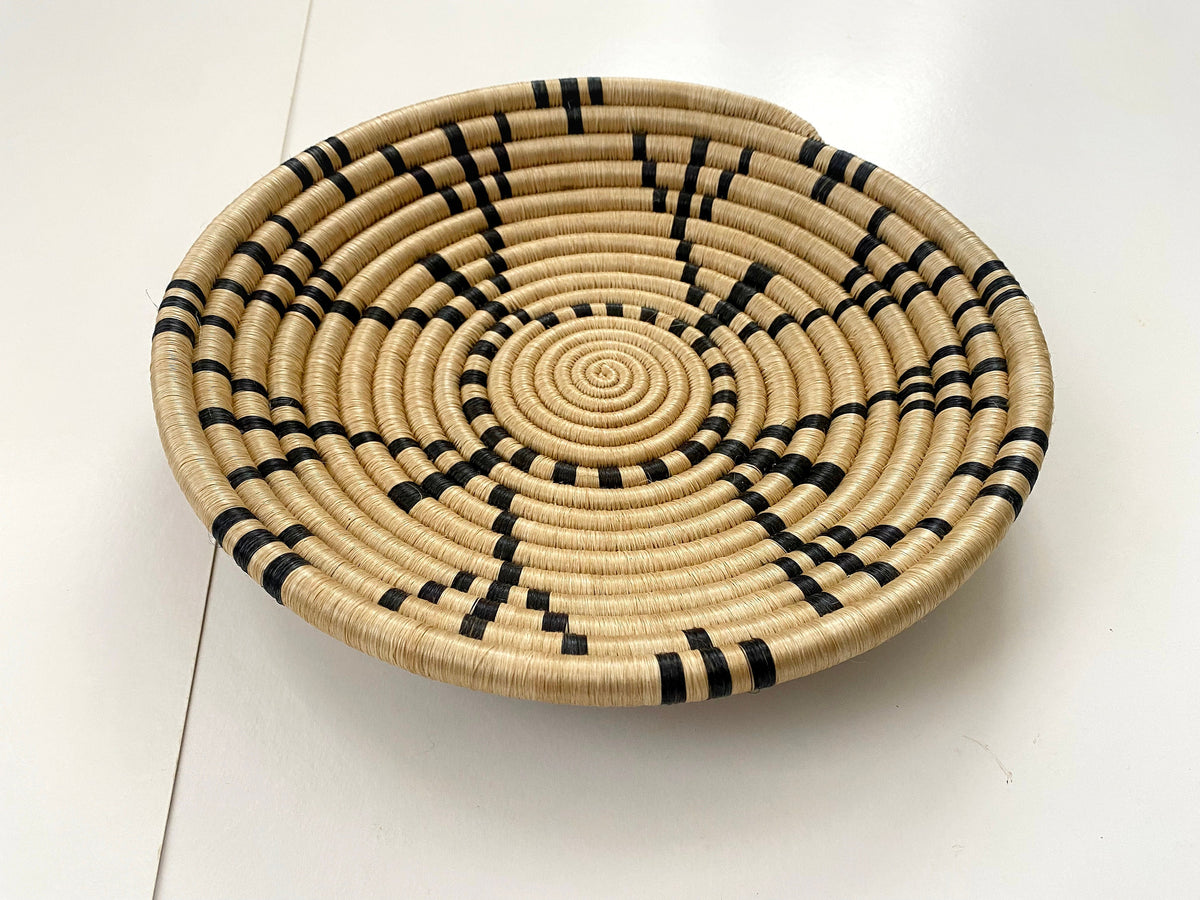 Handwoven Brown and Black African Basket Art