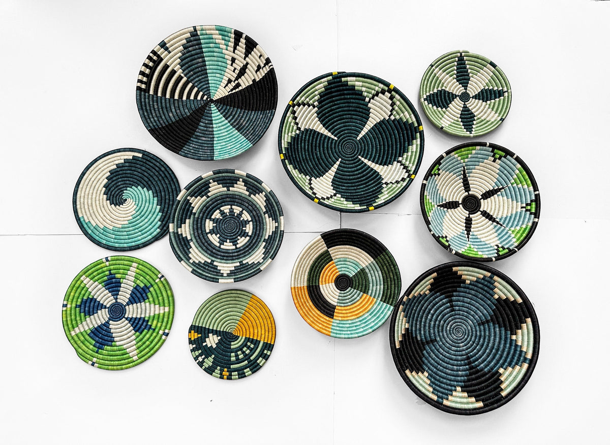 Wall Baskets Green Set of 10 - Basket Wall Decor