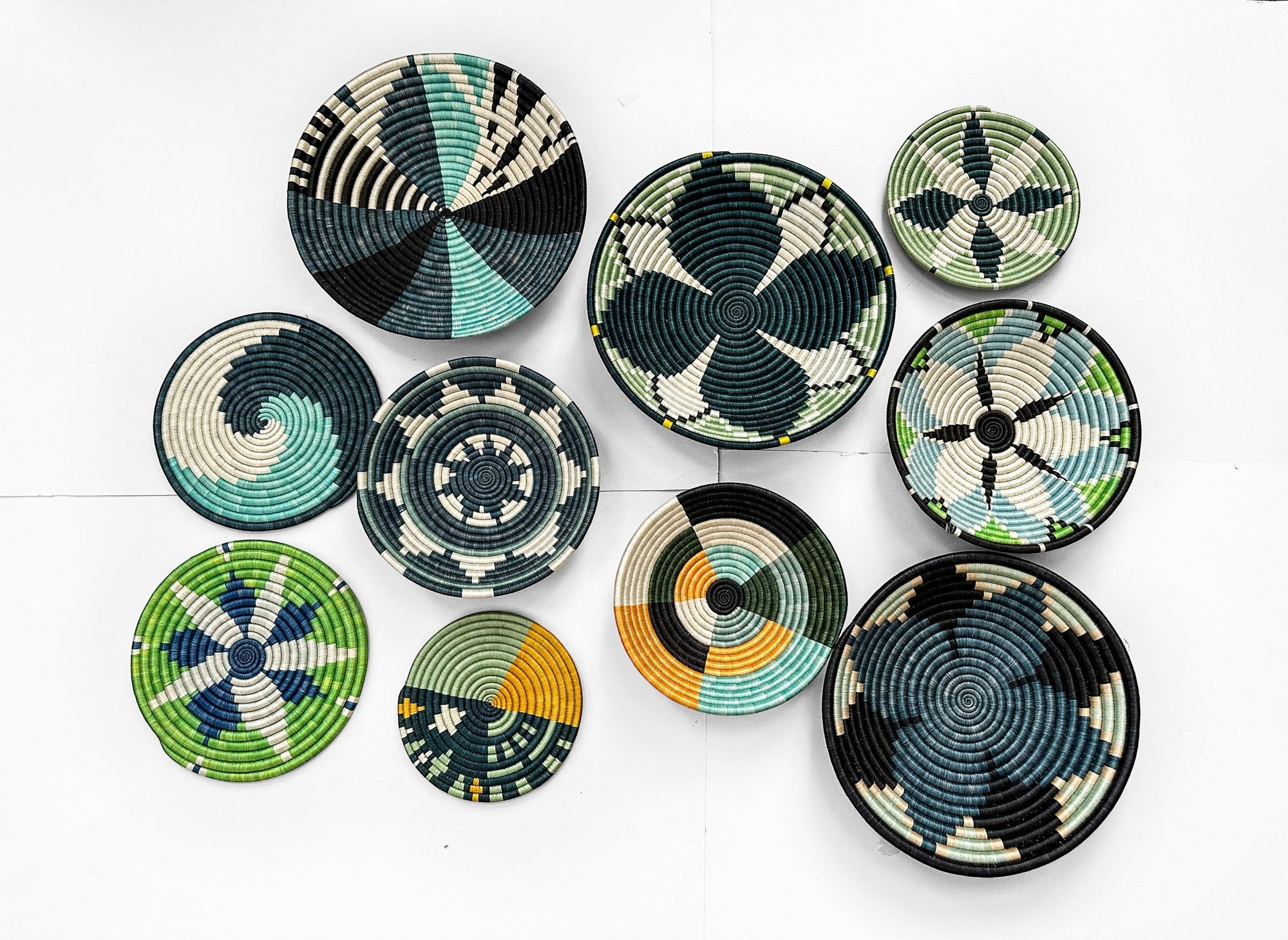 Wall Baskets Green Set of 10 - Basket Wall Decor