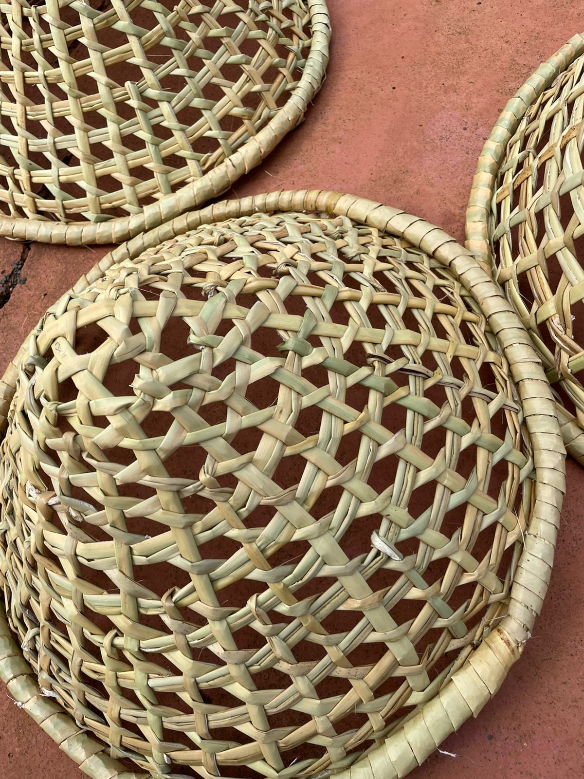 Set of 3 Woven Pendant Light Shade, Palm Basket Lampshades