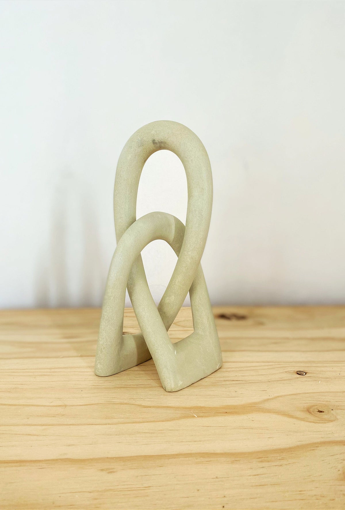 Love Knot Soapstone Sculpture, Modern Minimalist Art