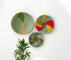 Vibrant African Basket Set of 3 - Unique Handwoven wall baskets
