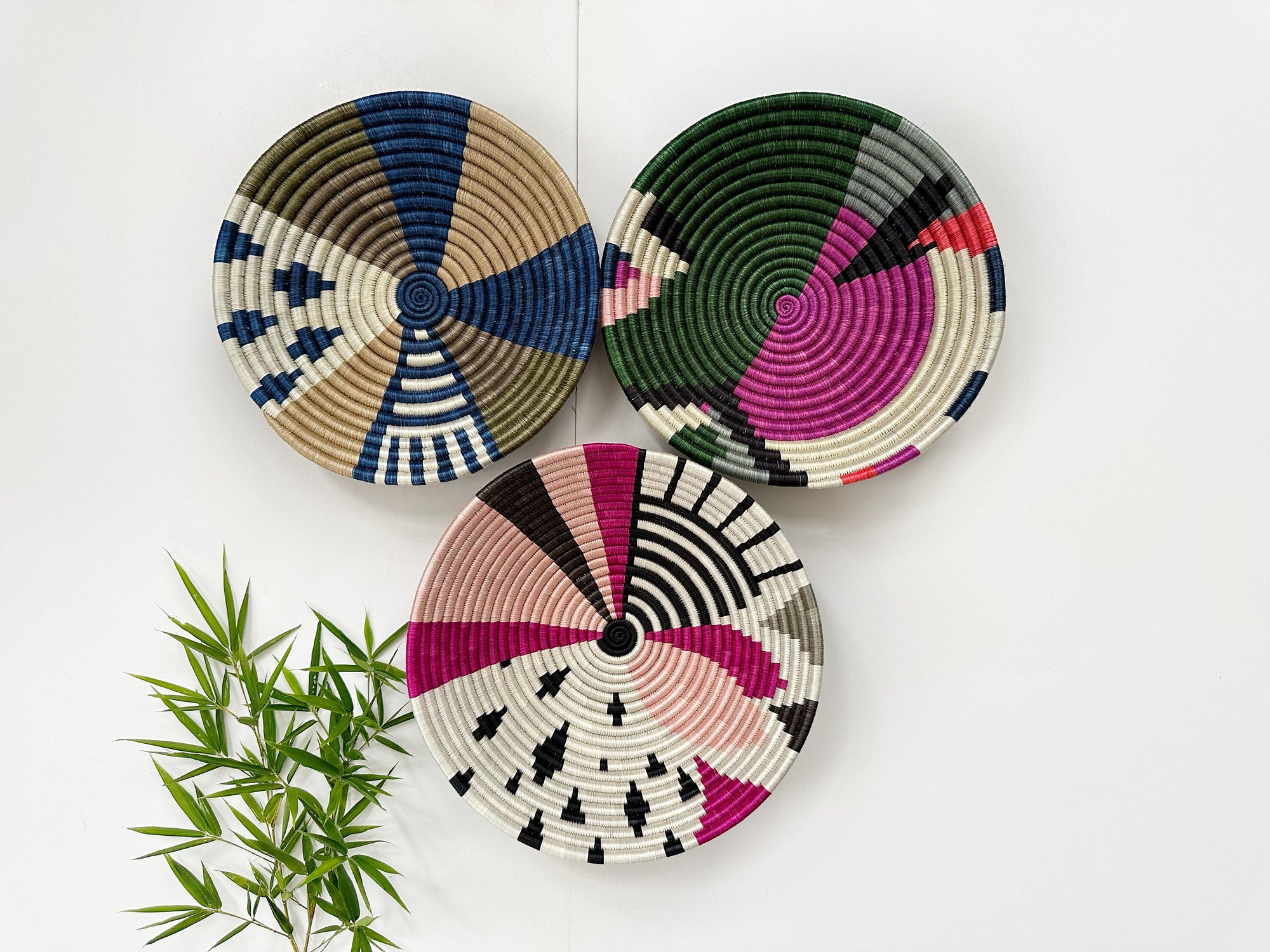 Wall Basket Set of 3 - Handmade Colorful Basket Wall Decor