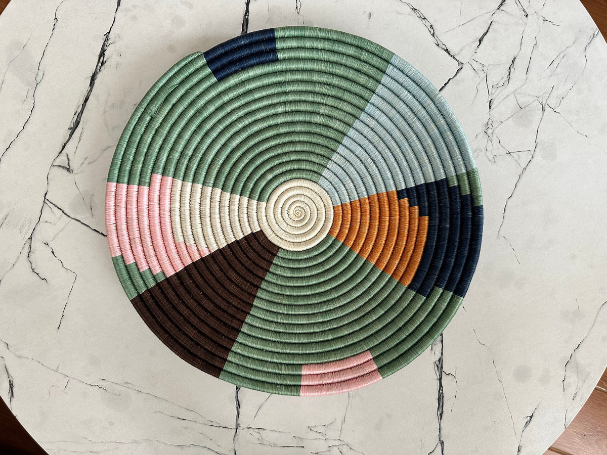 Green Wall Basket Wall Hanging Set of 4 - Flat