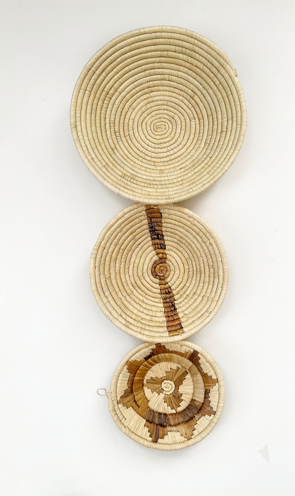 Set of 5 Handwoven Natural Basket Wall Hanging
