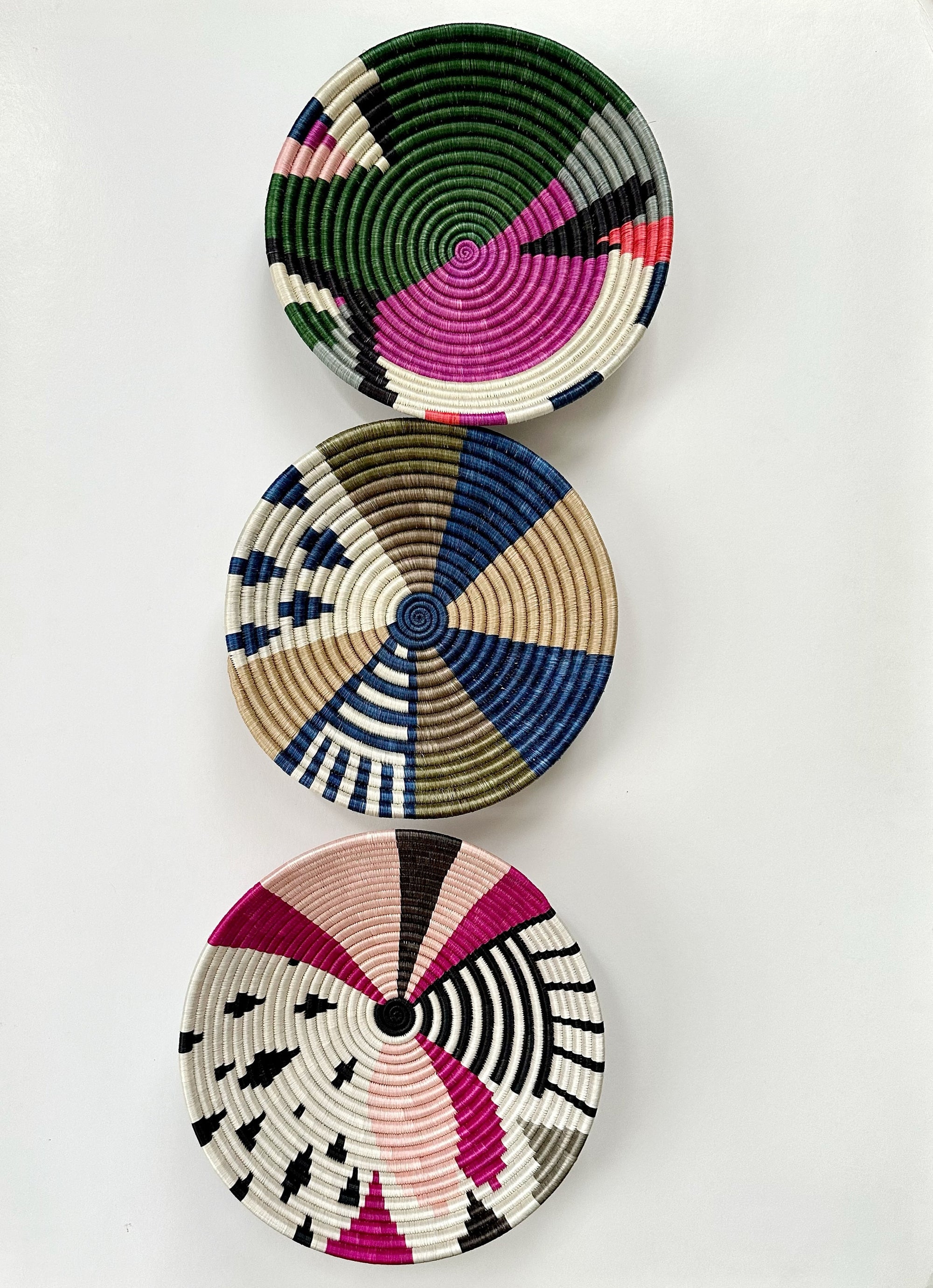 Wall Basket Decor Set of 3 | Colorful African Baskets