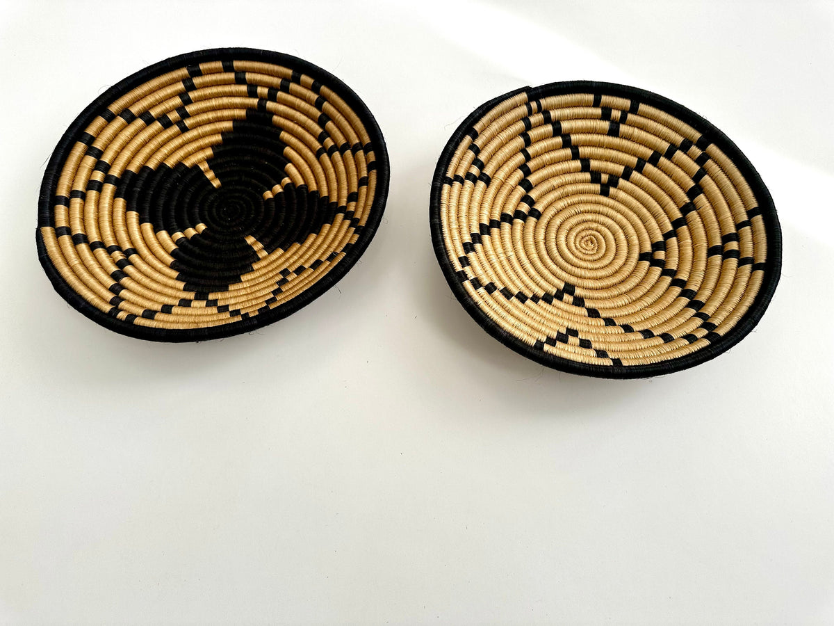 Brown Black Woven Agaseke Basket Set of 2