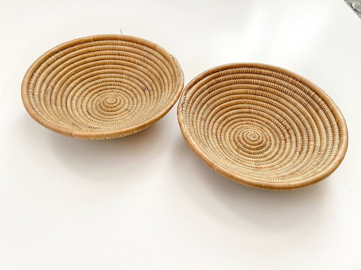 Set of 2 Neutral Woven Basket Bowls