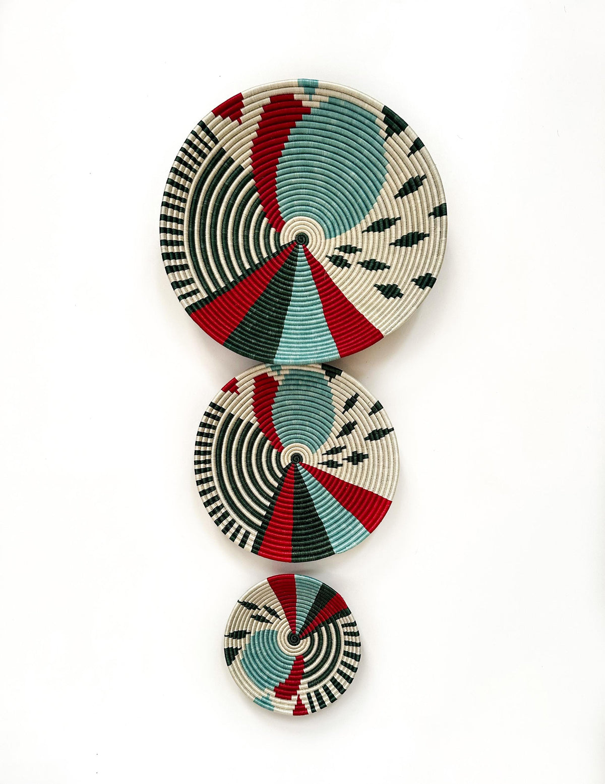 African Wall Basket Blue Set of 3
