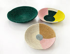 Colorful Woven Wall Baskets (Set of 3) - Pastel Color Block Pattern