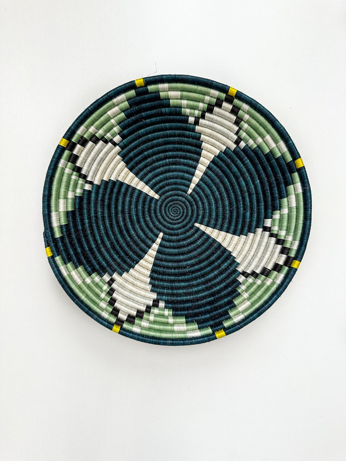 Green Woven African Basket for Wall Decor, Home Decor