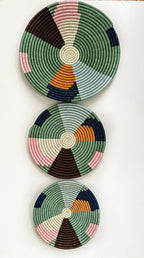 Green Wall Baskets Set of 4 | Woven Wall Hangings