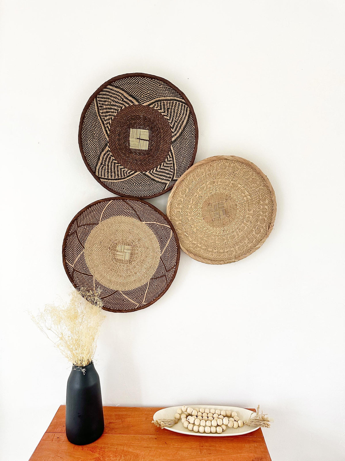 Binga Wall Basket Set of 3, African Basket Wall