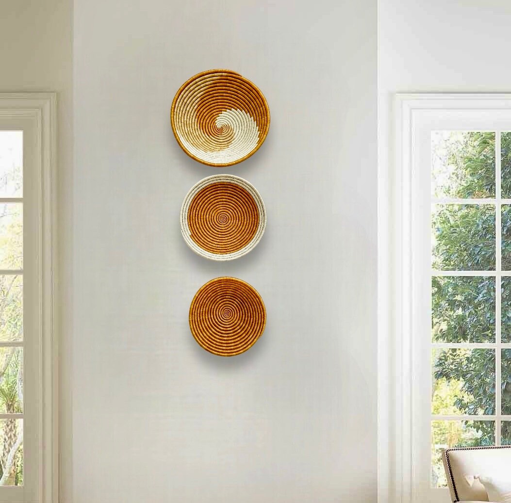 Woven Wall Basket Brown Set of 3