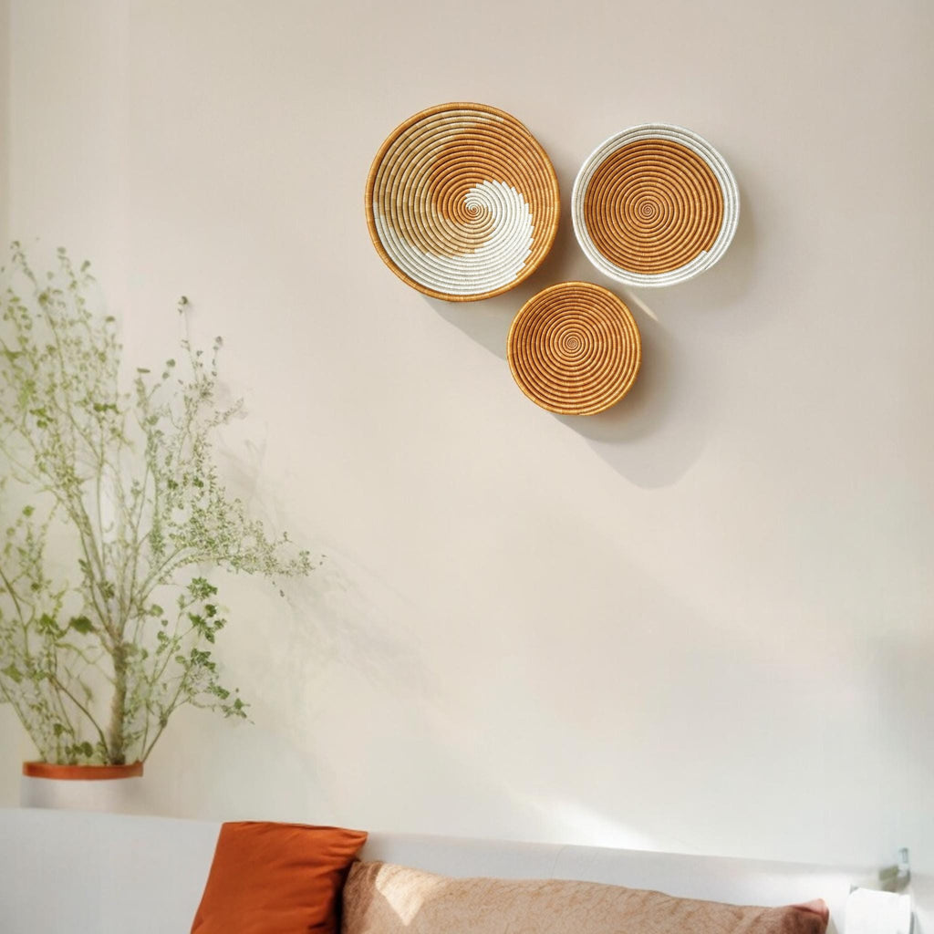 Wall Basket Brown Set of 3 - Woven african baskets