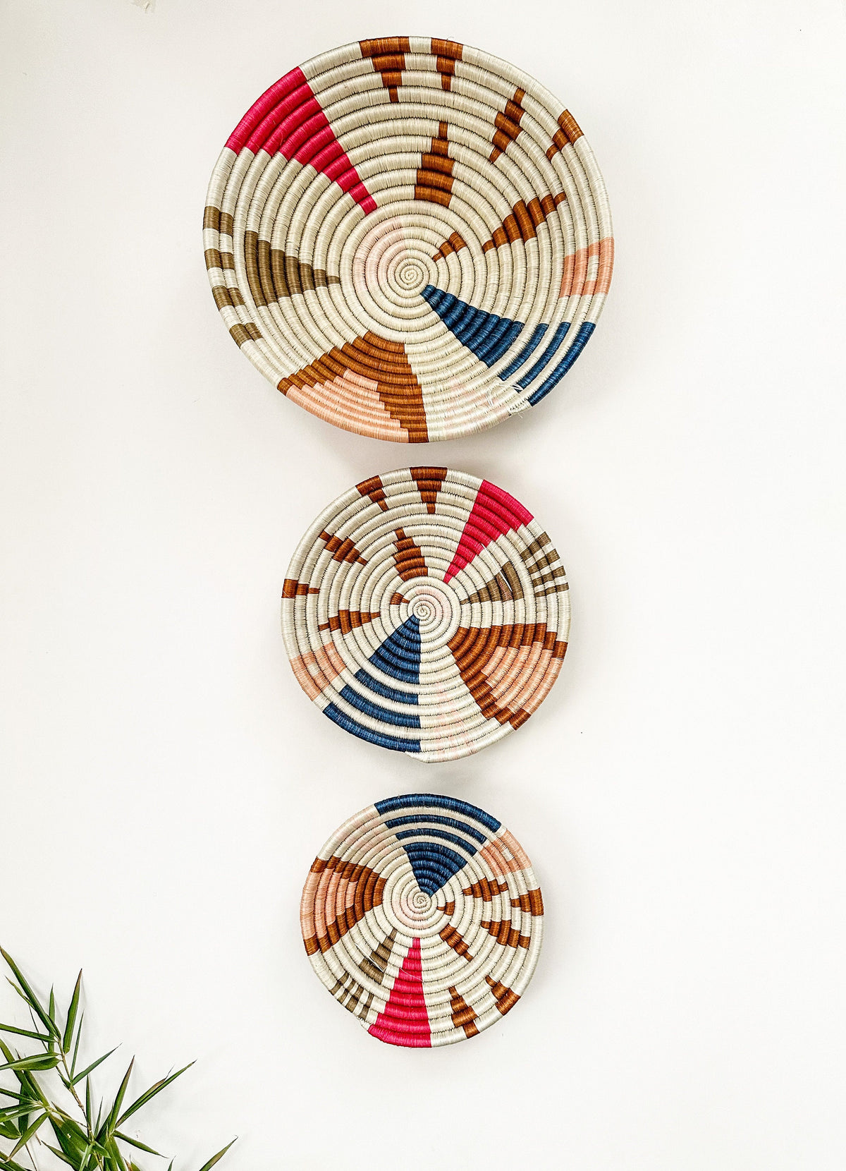 Set of 3 Basket Wall Decor - Colorful Bohemian Baskets