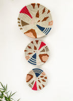 Set of 3 Basket Wall Decor - Colorful Bohemian Baskets