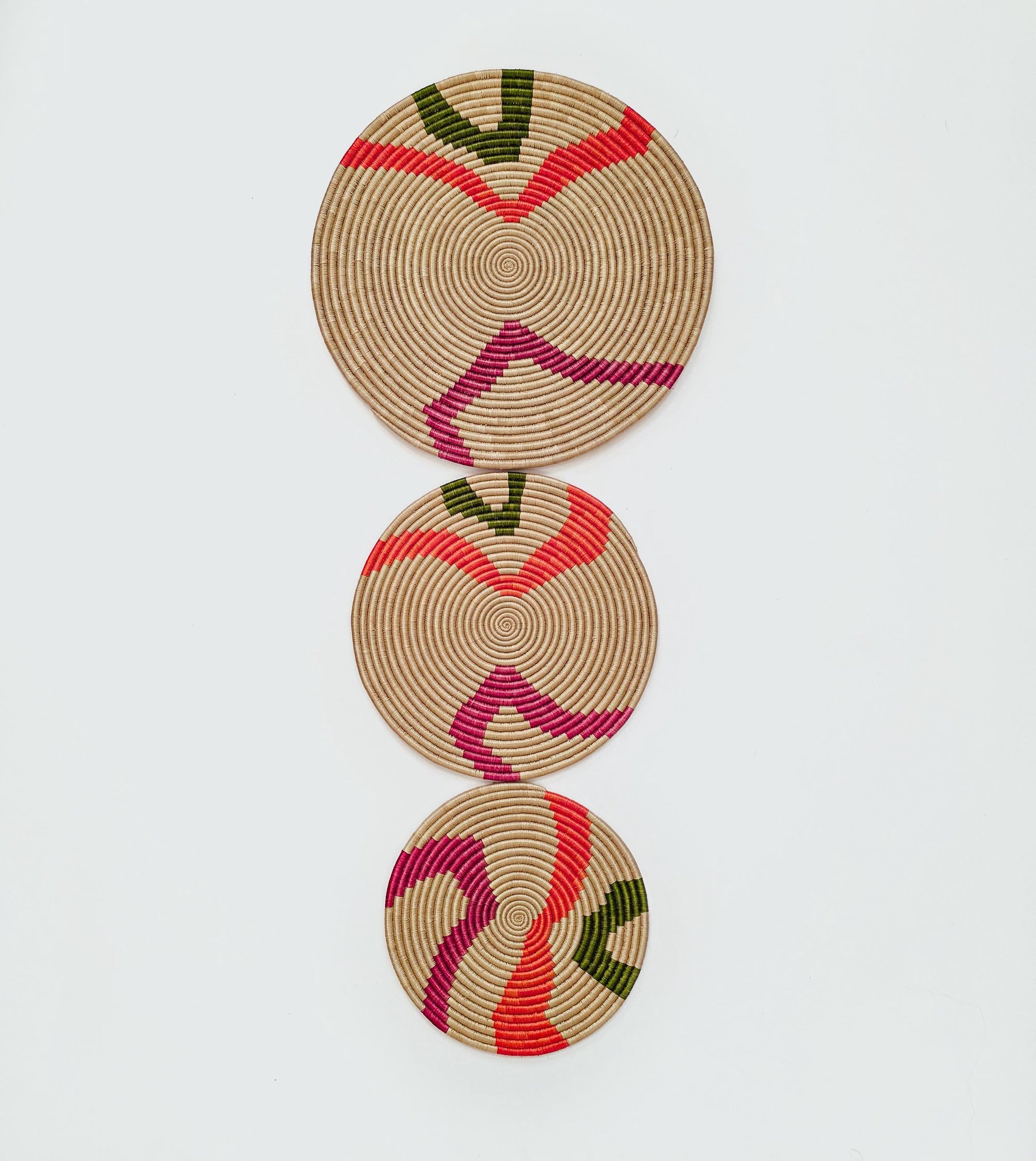 Flat Woven Basket Wall Art - Set of 3 African Baskets