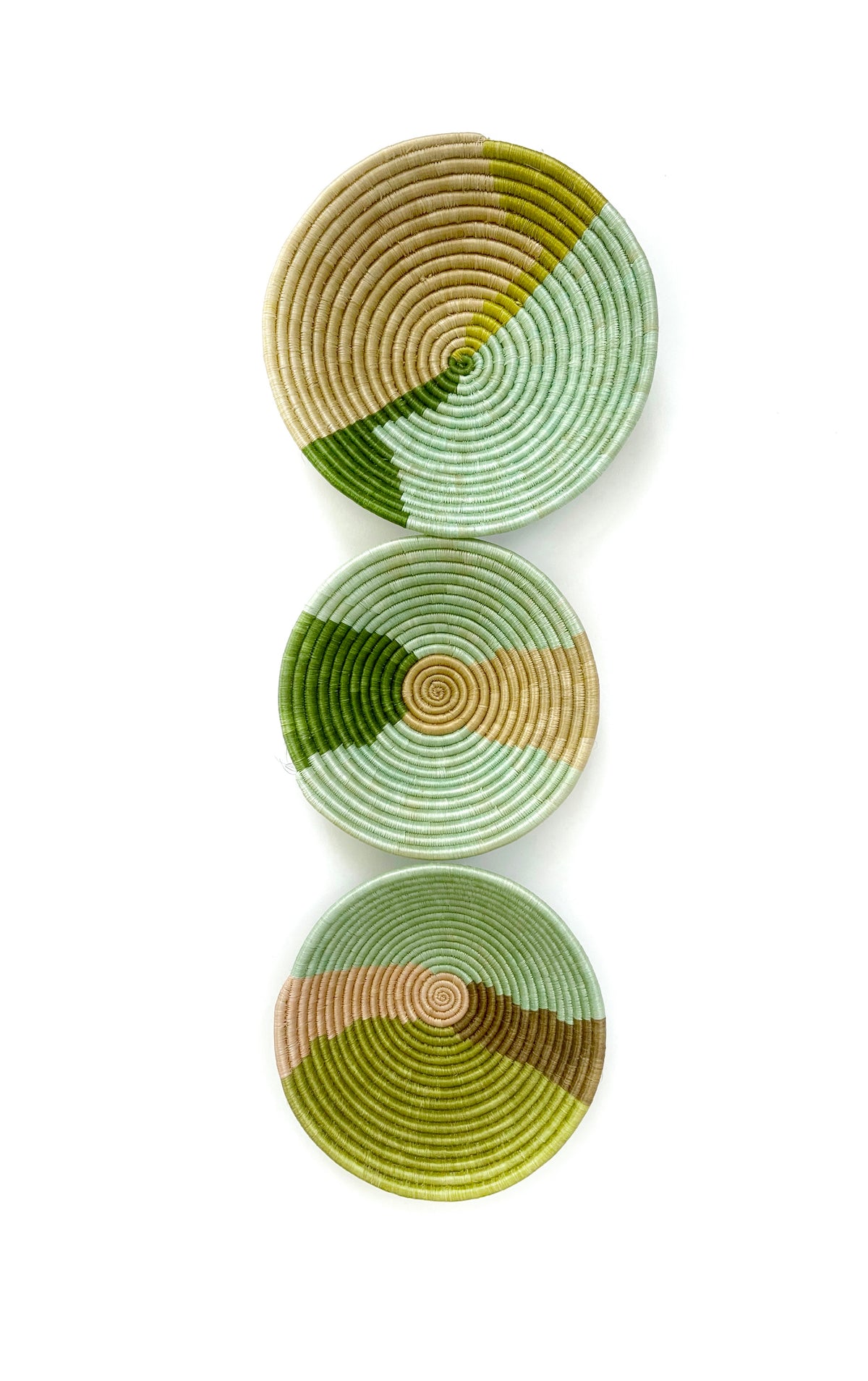Green Wall Baskets, Set of 3 Wall Decor Baskets