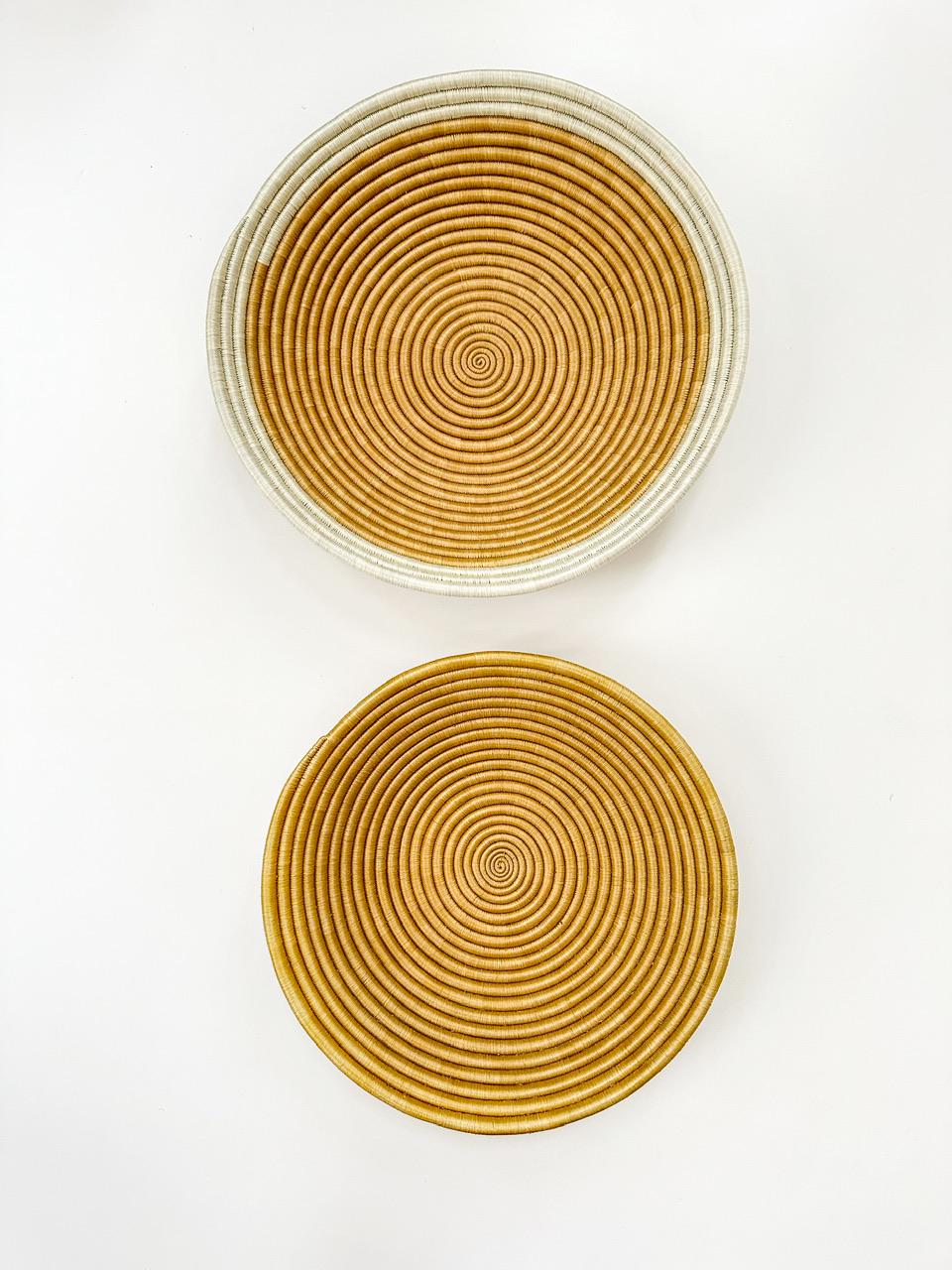 Set of 2 Brown Basket Wall Decor, Minimalist Woven