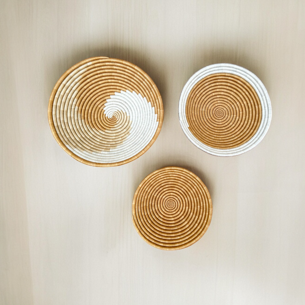 Wall Basket Brown Set of 3 - Woven african baskets