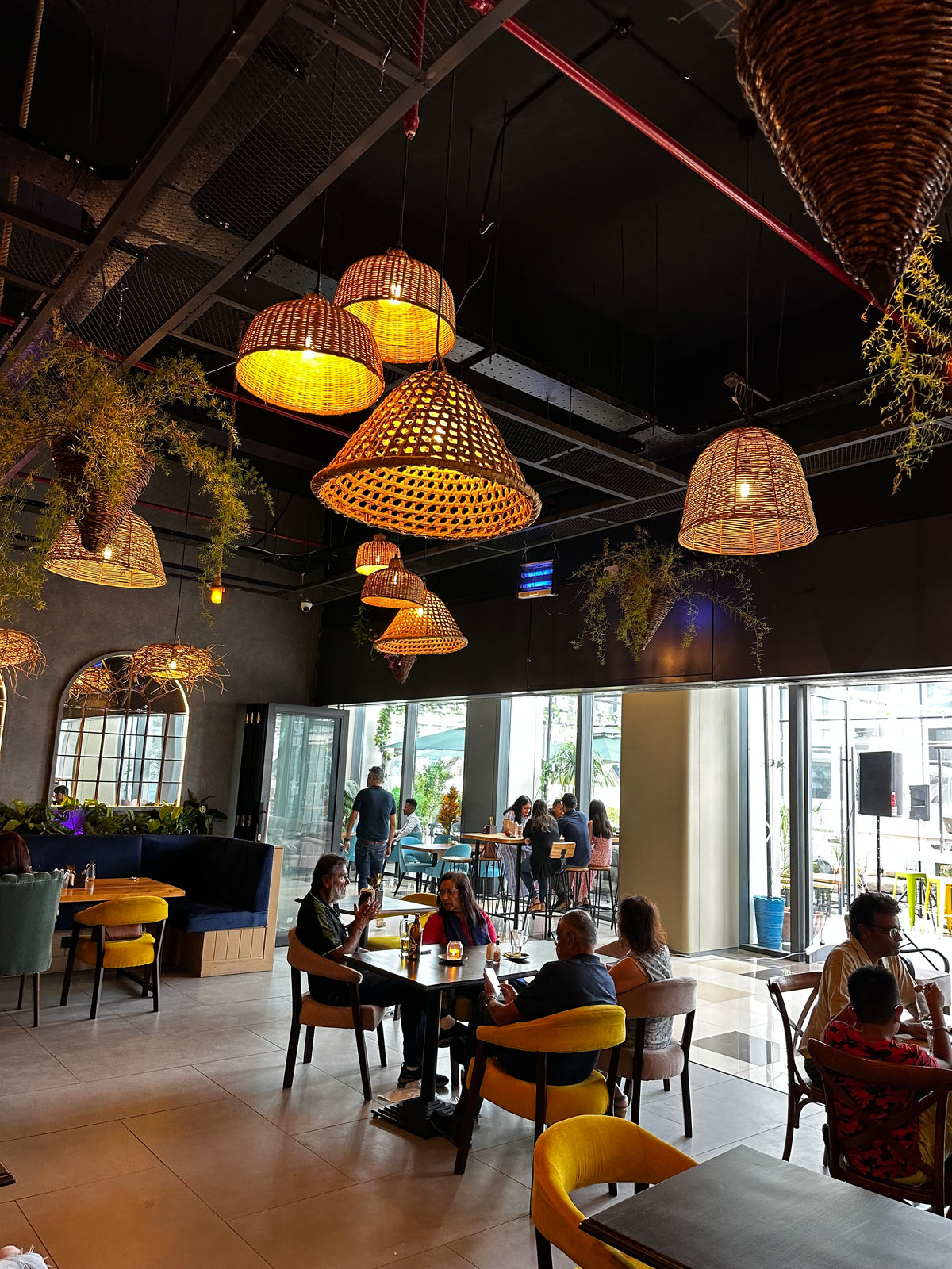 Large Palm Pendant Light Shade - Woven Basket Shade for Restaurant lighting