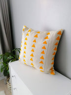 African Mudcloth Pillow Cover | White and Orange