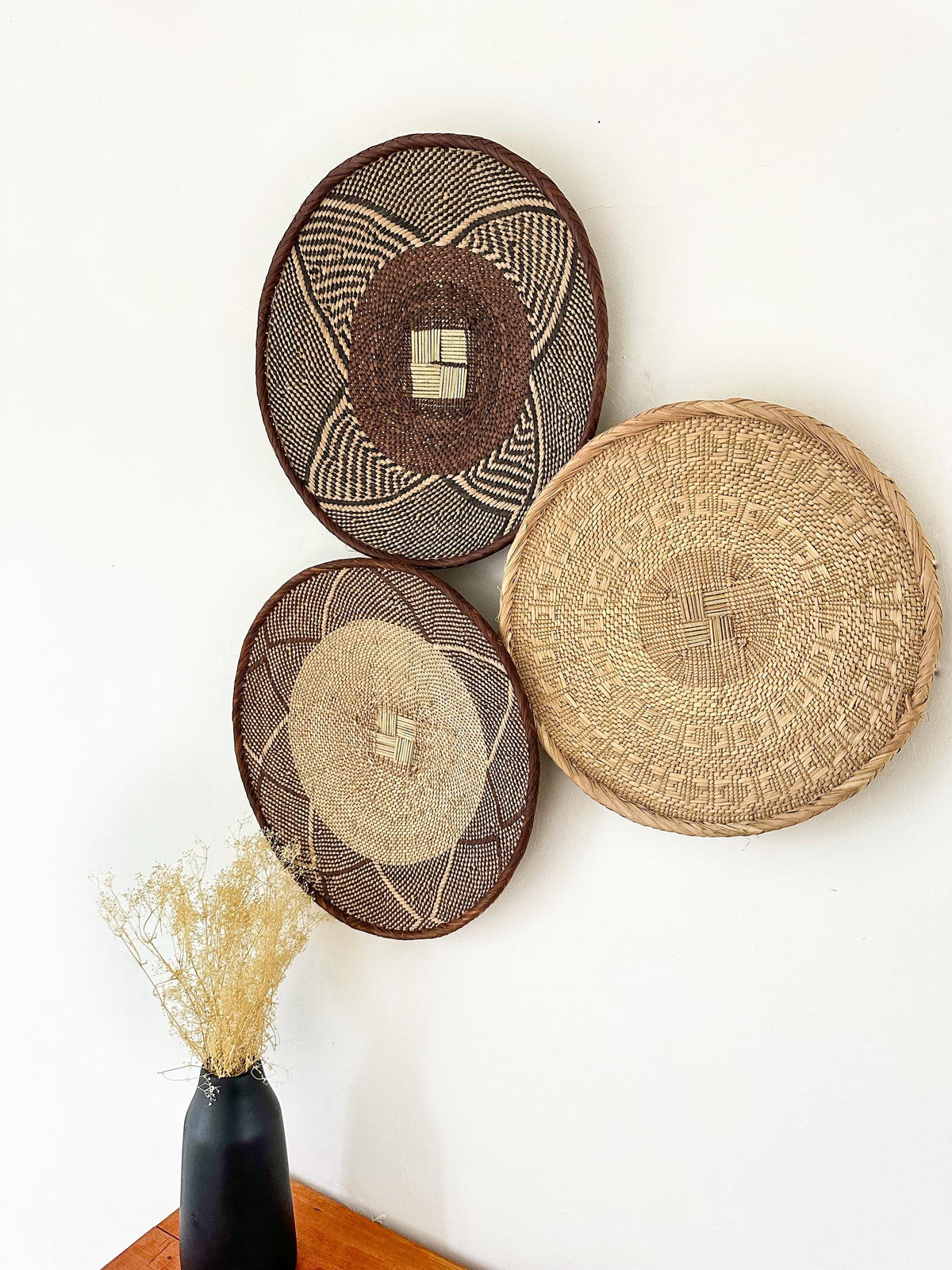 Binga Wall Basket Set of 3, African Basket Wall