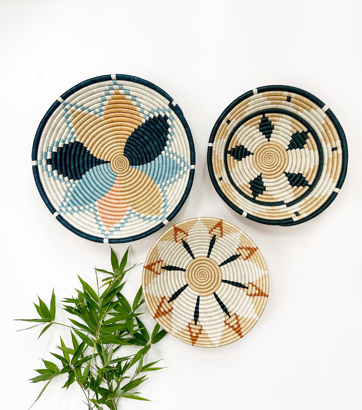 Decorative Basket Wall Decor Set of 3 - Southwestern Style
