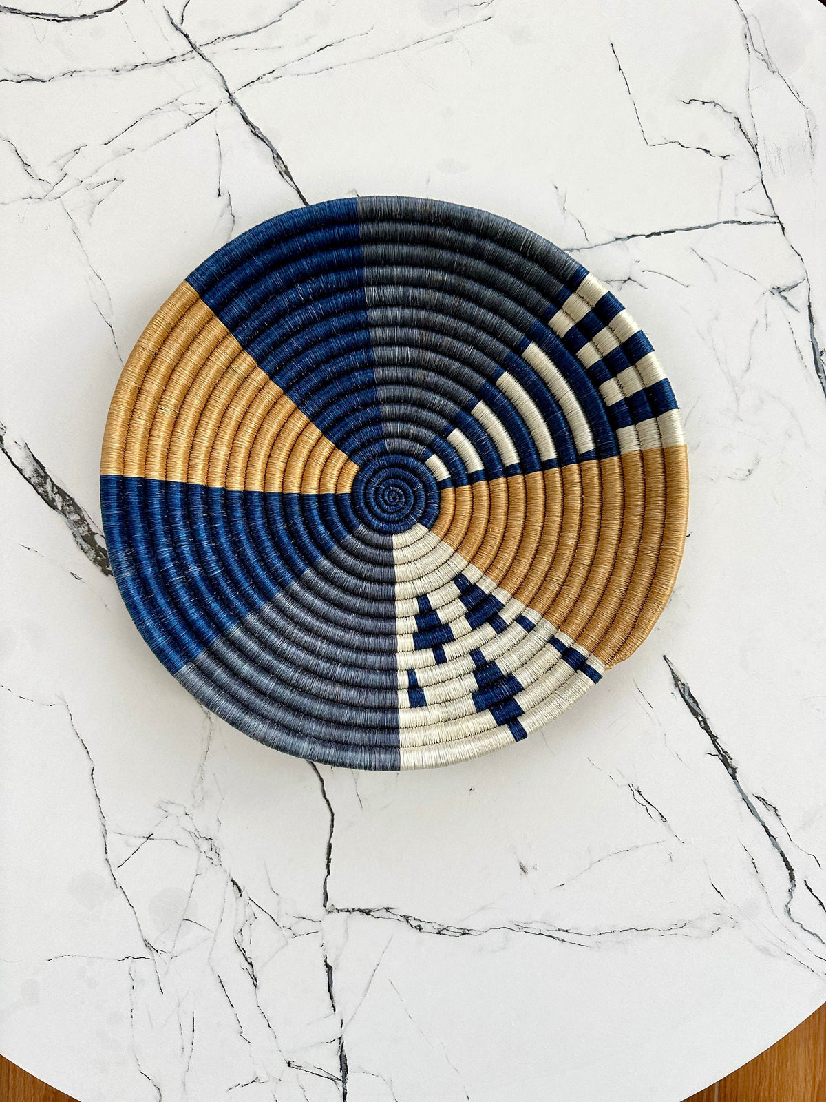 Woven African Bowl - ColorBlock Abstract Pattern