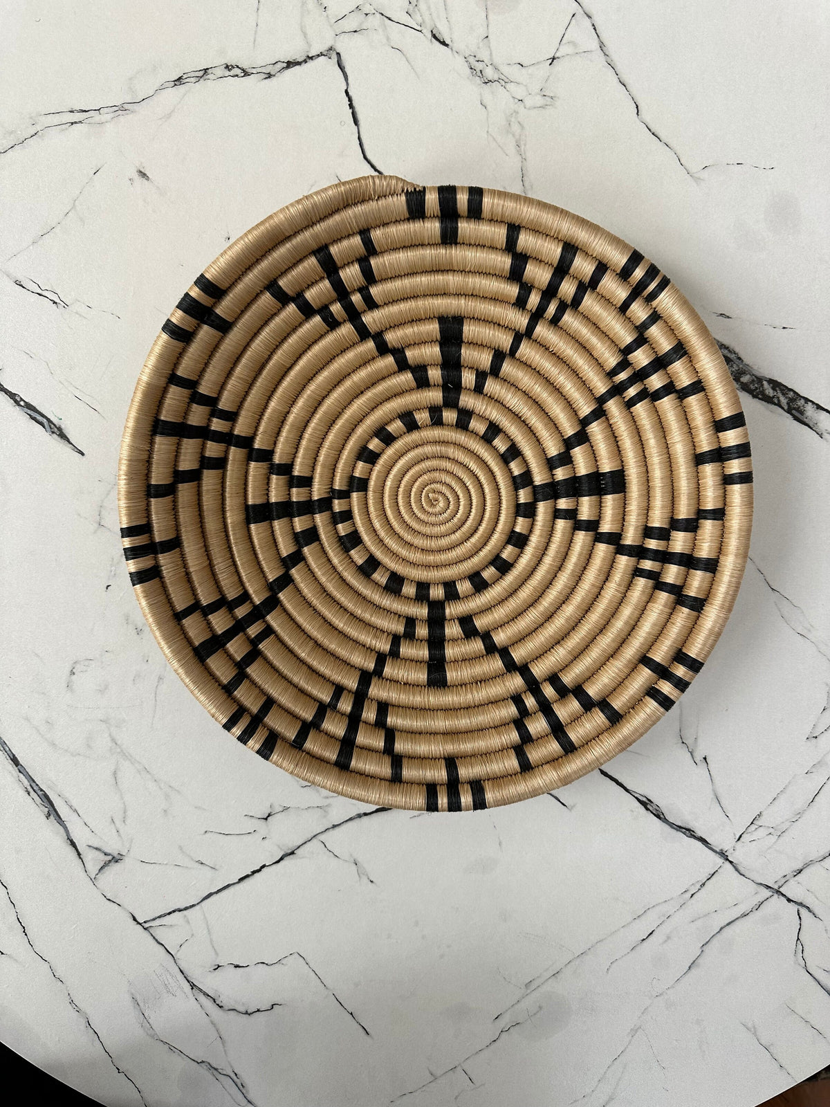 Handwoven Brown and Black African Basket Art
