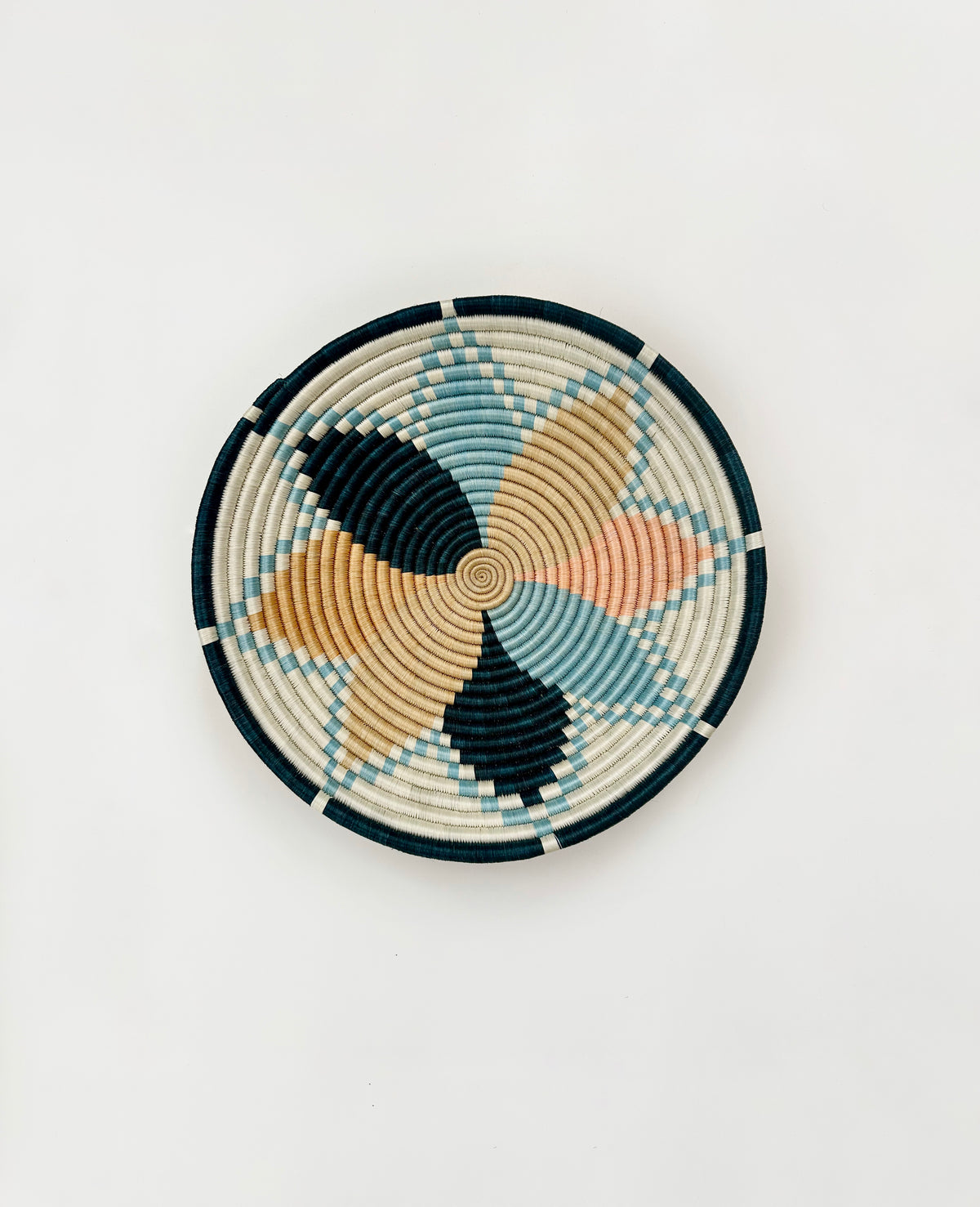 Handwoven Blue Basket with Floral Pattern