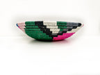 Woven Wall Basket with Green Pink White tones